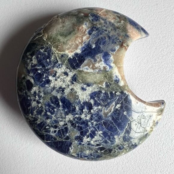 Sodalite Crystal Moon Carving (#11) - Picture 6 of 10